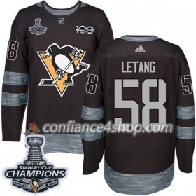 Adidas Maillot de Hockey Pittsburgh Penguins Kris Letang 58 1917-2017 100th Anniversary Noir 2017 Stanley Cup Champions Authentic - Homme
